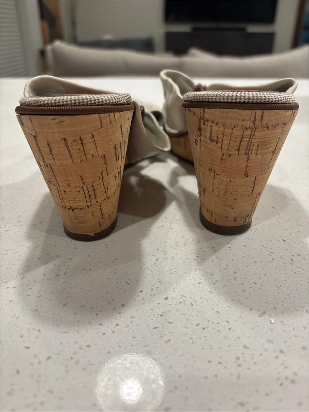 Sperry Cream Braided Bow Cork Wedge Sandals Size 8